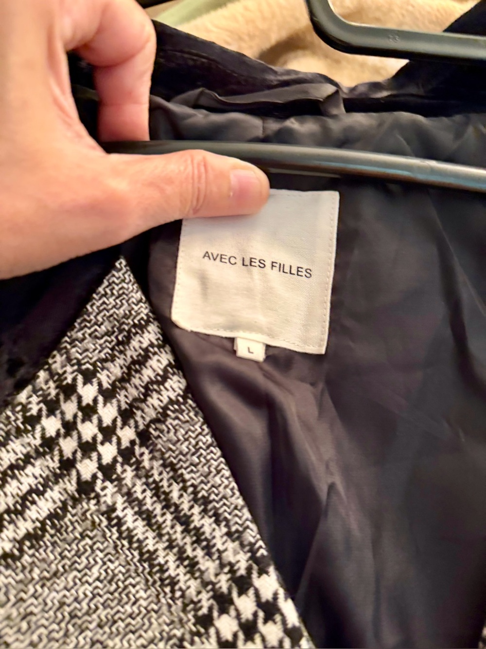 Avec Les Filles Black & White Houndstooth Blazer
